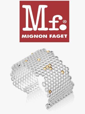 RARE Mignon Faget Hive Jeweled Wide Open Cuff Bracelet 925 Sterling Silver